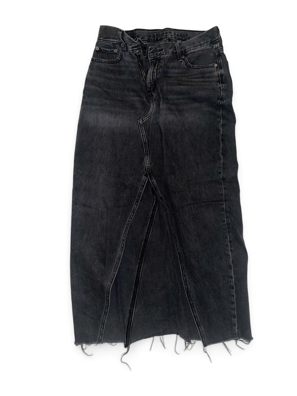 American Eagle Outfitters Black Denim Maxi Skirt with Front Slit